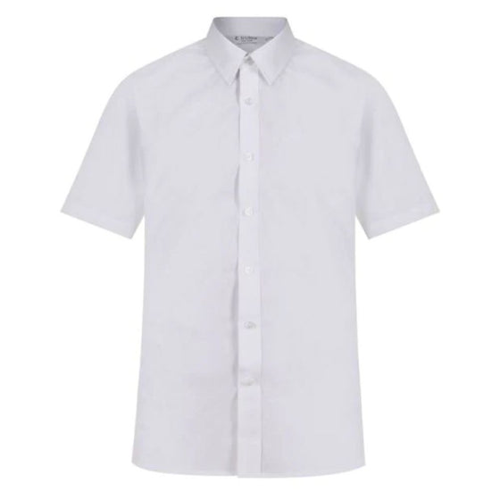 Boys Short Sleeve Shirt, Regular Fit, White, 2 Pack